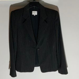 Vintage Armani Collezioni Black Pinstripe Blazer.  Size 42